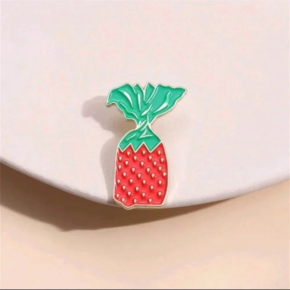 Strawberry candy nostalgic enamel pin brooch charm purse bag decor red green and - Picture 3 of 5
